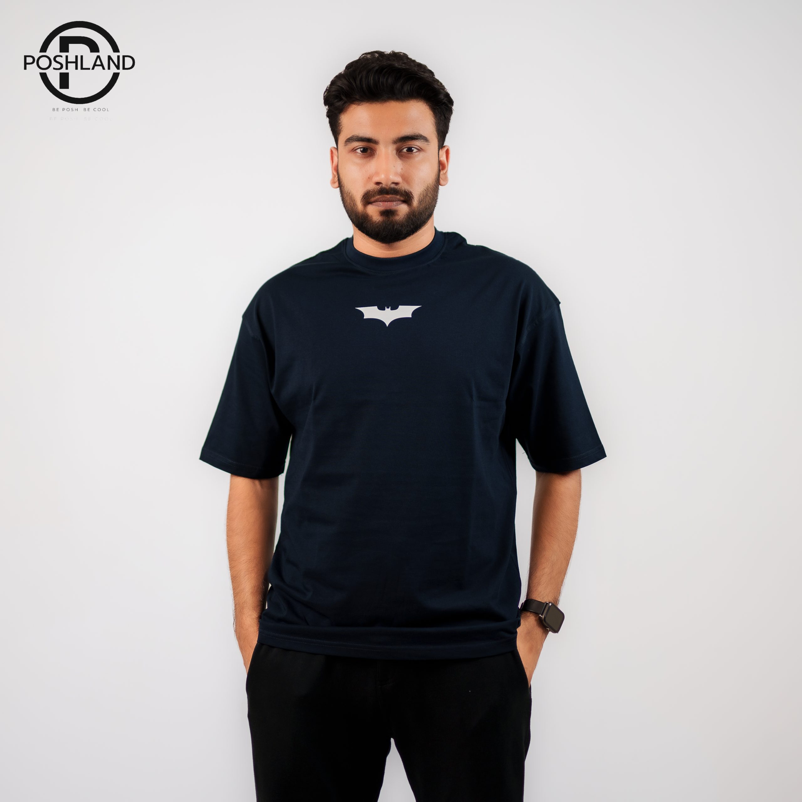 Navy Blue Batman Drop Shoulder T- Shirt For Eid Se