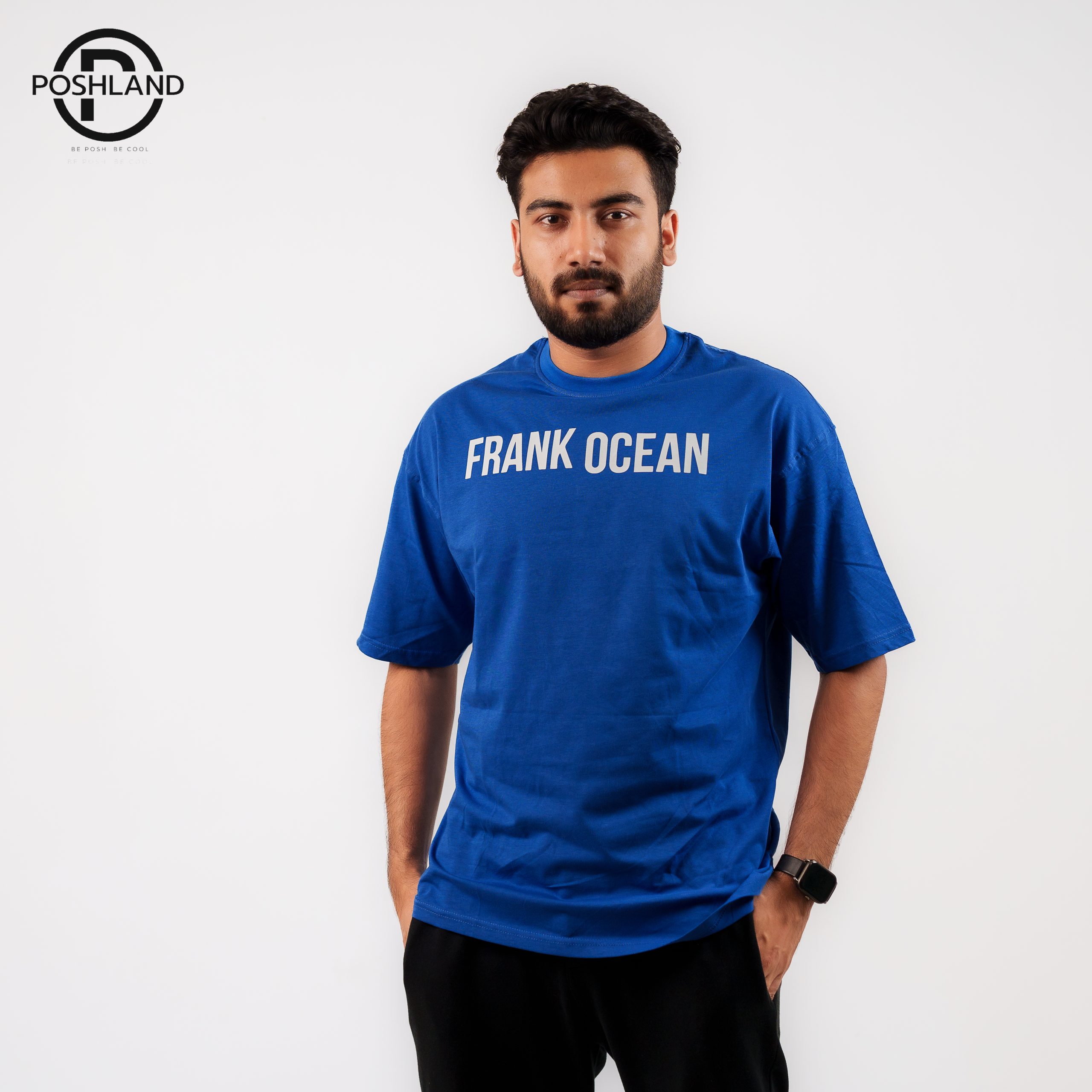 Frank Ocean Royal Blue Drop Shoulder T-Shirt for Men